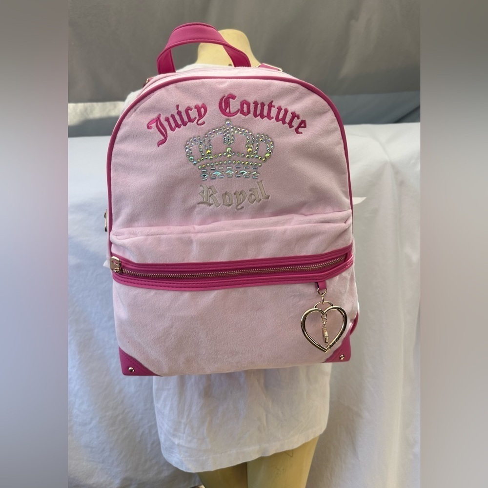 Juicy Couture Pink backpack Bag with Heart Charm New